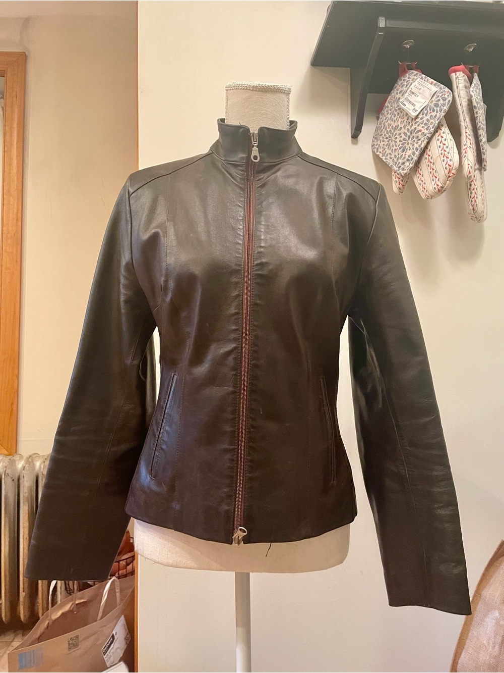 Vintage Italian Espresso Brown Leather Jacket | Schegge Roma Firenze